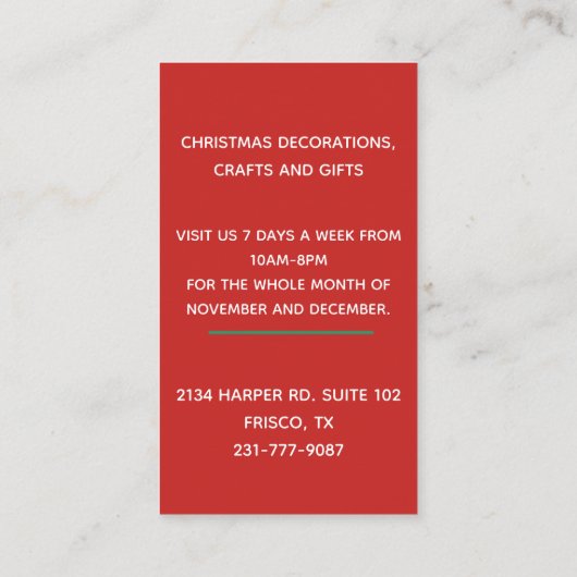 Kerstmis Visitekaartje (Achterkant)