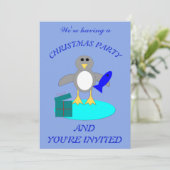 Kerstmis Vissen Pinguïn Aangepaste Uitnodiging (Staand voorkant)