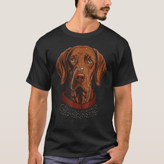 Kerstmis Vizsla Santa op Kerstmis Vizsla 1 T-shirt (Voorkant)
