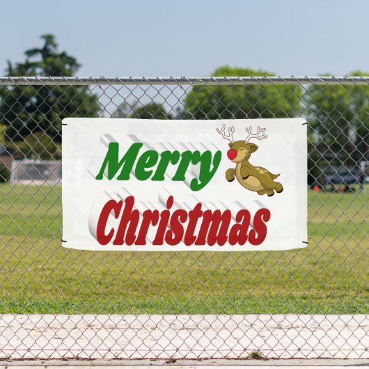 Kerstmis Vliegende Rendeer typografie Spandoek (Insitu)