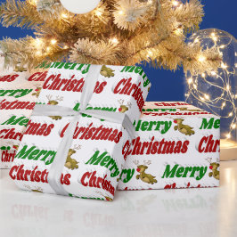 Kerstmis Vliegende Renden typografie Cadeaupapier