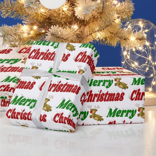 Kerstmis Vliegende Renden typografie Cadeaupapier (Feestdagen)