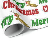 Kerstmis Vliegende Renden typografie Cadeaupapier (Rol Hoek)