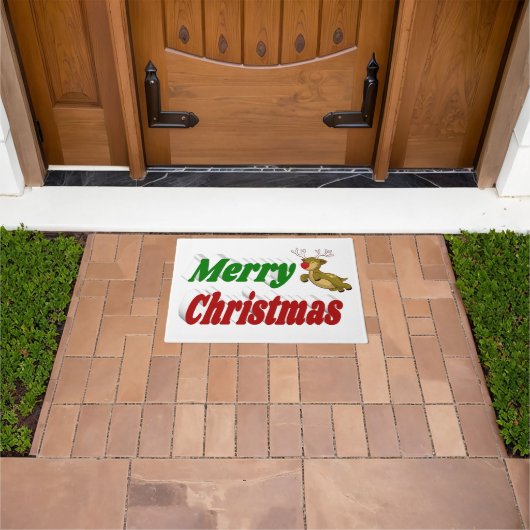 Kerstmis Vliegende Renden typografie Deurmat (Buiten)