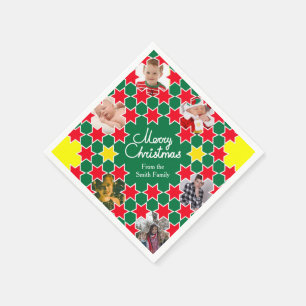 Kerstmis voeg 6 foto's rode groene papieren servet