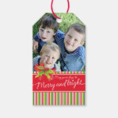 Kerstmis Voeg je eigen foto rood groen cadeau labe Cadeaulabel (Voorkant)