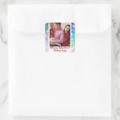 Kerstmis Voeg Uw Afbeelding en Naam, Sneeuwvlok Vierkante Sticker (Tas)