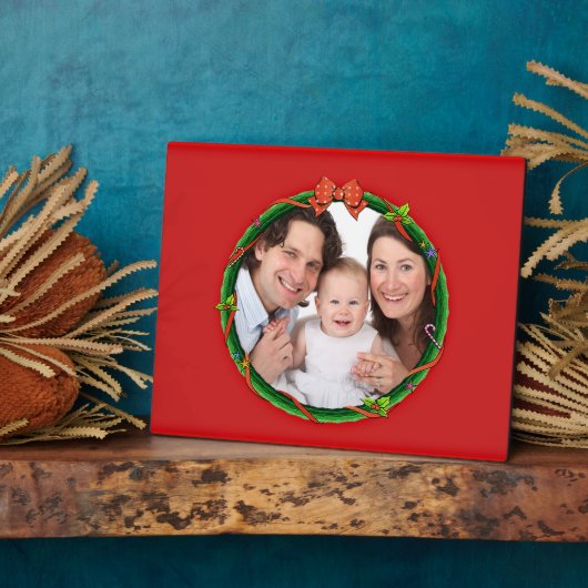 Kerstmis Voeg uw foto en rode achtergrond toe Fotoplaat (Zijkant)