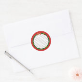 Kerstmis Voeg uw foto en rode achtergrond toe Ronde Sticker (Envelop)