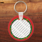 Kerstmis Voeg uw foto en rode achtergrond toe Sleutelhanger (Voorkant)