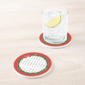 Kerstmis Voeg uw foto en rode achtergrond toe Zandsteen Onderzetter (Zijkant)