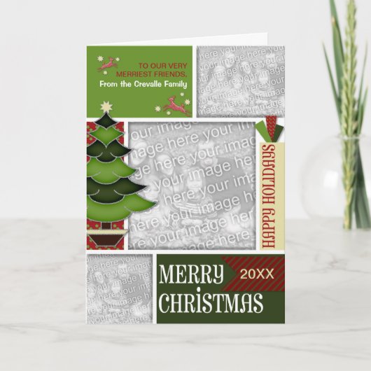 Kerstmis VOEGT UW FOTO Whimsical-boom TOE Feestdagen Kaart (Voorkant)