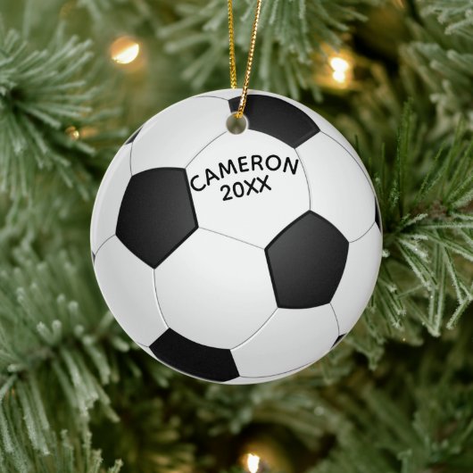 Kerstmis Voetbal en Schoen Keramisch Ornament (Boom)