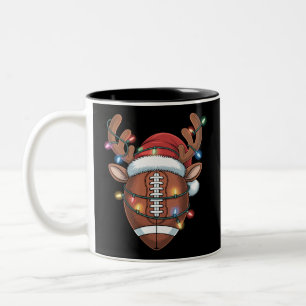 Kerstmis Voetbal Fan Santa Hoed Sport Kerstmis  Tweekleurige Koffiemok