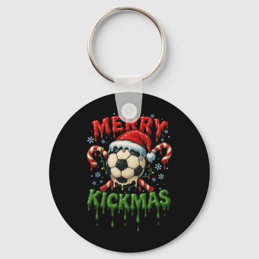 Kerstmis Voetbal Kerst Candy Cane Ijs Sleutelhanger (Voorkant)
