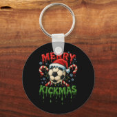 Kerstmis Voetbal Kerst Candy Cane Ijs Sleutelhanger (Voorkant)