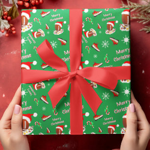 Kerstmis voetbal met snack eten patroon cadeaupapier