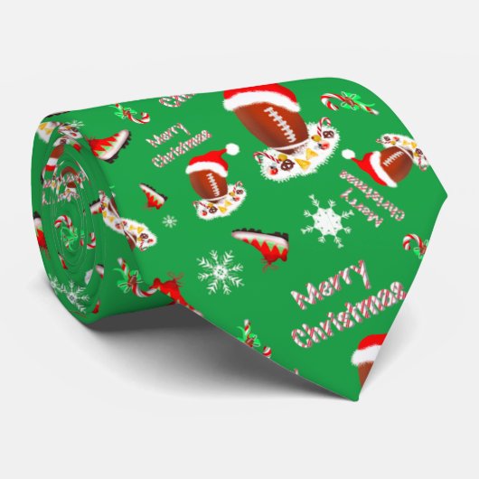 Kerstmis voetbal met snack eten patroon  stropdas (Opgerold)