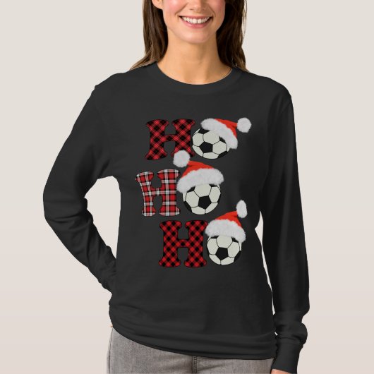 Kerstmis Voetbal Santa Head Red Pset Xmas T-shirt (Voorkant)