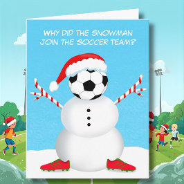 Kerstmis Voetbal Sneeuwman Grap Kaart