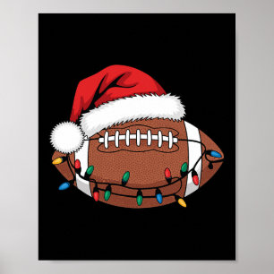 Kerstmis Voetbal Speler Xmas Lichten Kerstman Spor Poster