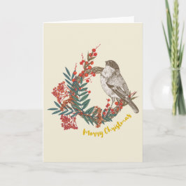 Kerstmis Vogel Krans Kaart