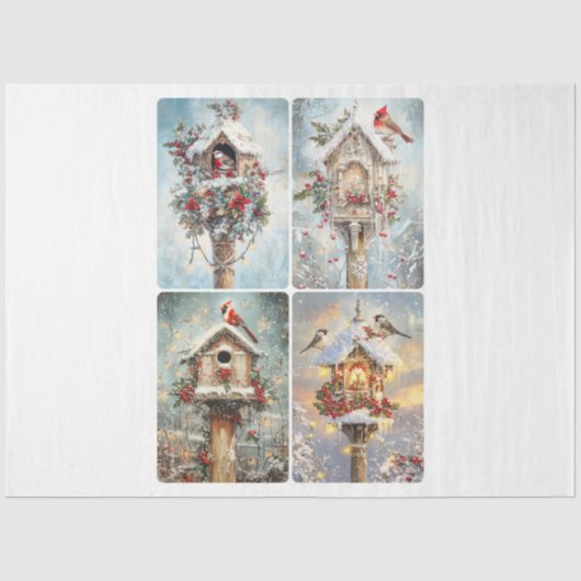 Kerstmis vogelhuis tissuepapier (Voorkant)