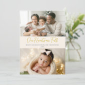 Kerstmis Volle harten Zachte familie Baby 2 foto's Feestdagenkaart (Staand voorkant)