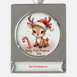 Kerstmis voor baby 2025 – Sneeuwvlokkerhangertje Verzilverd Banner Ornament