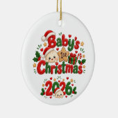 Kerstmis voor baby's 1e 2026 keramisch ornament (Rechts)
