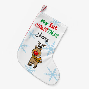 Kerstmis voor baby's 1e met knuffel rendier kleine kerstsok