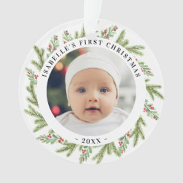Kerstmis voor baby's eerste keer 2 foto's groen ornament
