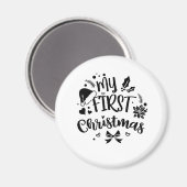 Kerstmis voor baby's eerste kerstmis met bijpassen magneet (Voorkant / Achterkant)