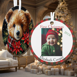 Kerstmis voor baby's naam jaar teddybeer ornament