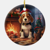 Kerstmis voor Beagle, Cadeau voor Beagle politie l Keramisch Ornament (Achterkant)