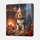 Kerstmis voor Beagle, Cadeau voor Beagle politie l Keramisch Ornament (Links)