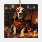 Kerstmis voor Beagle, Cadeau voor Beagle politie l Keramisch Ornament (Voorkant)