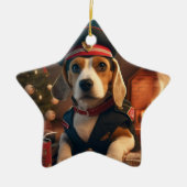 Kerstmis voor Beagle, Cadeau voor Beagle politie l Keramisch Ornament (Voorkant)