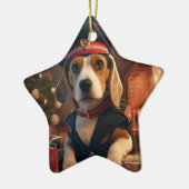 Kerstmis voor Beagle, Cadeau voor Beagle politie l Keramisch Ornament (Links)