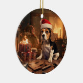Kerstmis voor Beagle, Cadeau voor Beagle Politiefa Keramisch Ornament (Rechts)