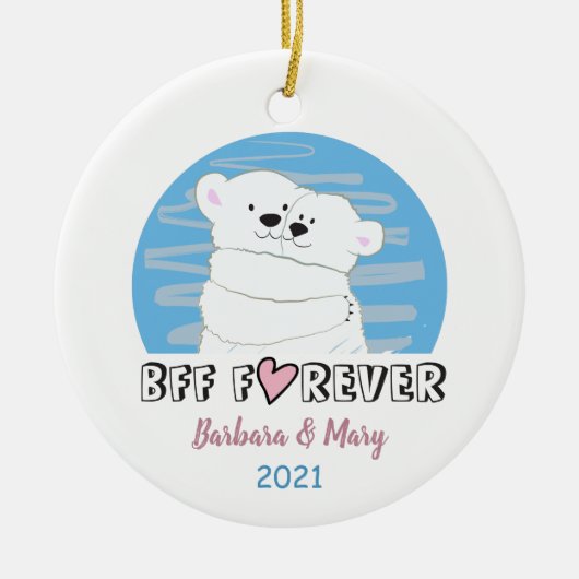Kerstmis voor beste vriendinnen keramisch ornament (Voorkant)