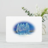 Kerstmis voor bomen besneeuwd schilderij feestdagenkaart (Staand voorkant)