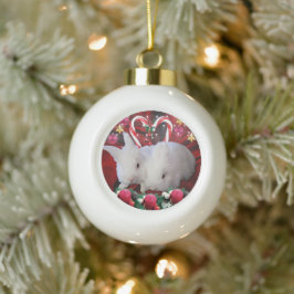 Kerstmis voor Bunnies Keramische Bal Ornament