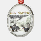 Kerstmis voor Dachshond Metalen Ornament (Links)