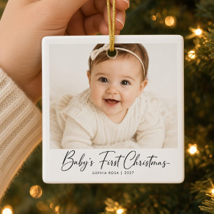 Kerstmis voor de allereerste baby Persoonlijke fot Keramisch Ornament