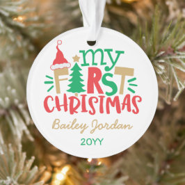 Kerstmis voor de allereerste keer Cute Rood Groen  Ornament