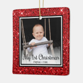 Kerstmis voor de allereerste keer keramisch ornament (Links)