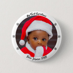 Kerstmis voor de allereerste keer ronde button 5,7 cm