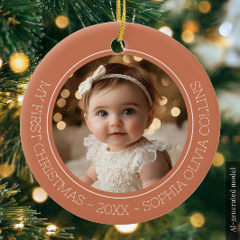 Kerstmis voor de allereerste keer van de baby Rust Keramisch Ornament