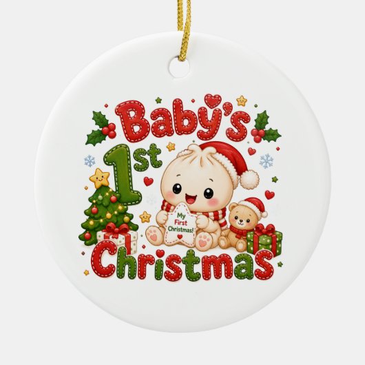 Kerstmis voor de allereersten keramisch ornament (Voorkant)